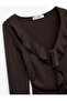 Ruffle Detailed Long Sleeve Slim Fit V-Neck T-Shirt - 5