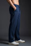Men's Relaxed Wide-Leg Navy Blue Linen Trousers - 2