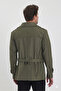 Men's Khaki Color Double-Breasted Collar Belt Detailed Slim Fit Trench Coat - 6