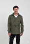 Men's Khaki Color Double-Breasted Collar Belt Detailed Slim Fit Trench Coat