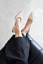 Raye Women's Heeled Wrinkled Leather Shoes Beige - 2