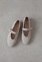 Bella Women's Belt Detail Suede Ballerina Beige