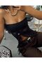 Tulle Front Gathered Strapless Blouse - 8