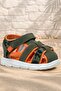 Khaki Green and Orange Baby Sandals
