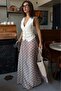Beige Polka Dot Maxi Women's Satin Skirt Mg2725 - 5