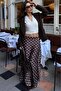 Brown Polka Dot Maxi Women's Satin Skirt Mg2725 - 6
