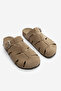 Women's Genuine Leather Closed Front Eva Sole Buckle Daily Olive Suede Sabo Slippers Yolis Toprak Suede - 5