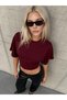 Women's premium blouse with wide sleeves sitting on the waist, burgundy - 6