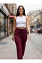 Wide Leg Burgundy High Waist Sweatpants - 3