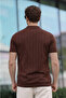 Brown Men's Polo Collar Half-Zip T-Shirt - 3