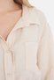 Kadın Bej Oversize Basic Cepli Müslin Gömlek - 4