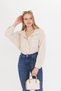 Kadın Bej Oversize Basic Cepli Müslin Gömlek - 3