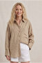 Women's Camel Oversize Linen Shirt 100% Cotton - 3