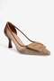 Women's Stiletto Buckle Mesh Detailed Pointed Toe Heeled Shoes Salva Mink - 5