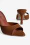 Women's Suede Stiletto Pointed Toe Open Heeled Slippers Cedra Tan - 4
