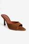 Women's Suede Stiletto Pointed Toe Open Heeled Slippers Cedra Tan - 5