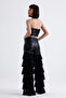 Tulle Ruffle Detailed Faux Leather Trousers |   Pnt35953 Black - 5