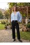 Women's Baby Blue Tassel Detailed Loose Cut Textured Kimono Blouse - 2