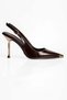Women's Stiletto Pointed Toe Metal Toe Detail Open Back Heeled Shoes Violeta Brown - 3