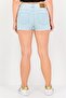 Women Washed Denim Shorts, Light Blue - 3
