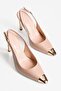 Women's Stiletto Pointed Metal Toe Open Back Metal Heel Nysa Beige
