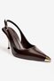 Women's Stiletto Pointed Toe Metal Toe Detail Open Back Heeled Shoes Violeta Brown - 5