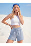 Women's Blue Shorts Modal Fabric Lace-Up Double Pockets - 5