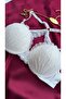 Women's White Silicone Padded Cross Lace Bra - 2