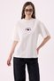 Crep Women's Strawberry Embroidered Text Detailed Crew Neck Short Sleeve T-Shirt – Oversize Fit 100% Cotton