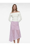 Asymmetrical Lace Detailed High Waist Midi Skirt - 2