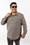 Plus Size Brown-Grey Plaid Wool Flannel Men's Shirt (Btl-7104-Tss)