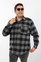 Plus Size Black-Anthracite Plaid Fleece Lumberjack Men's Shirt (Btl-7116-Tss)
