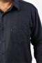 Plus Size Navy Blue-Khaki Wool Flannel Men's Shirt (Btl-7101-Tss) - 3