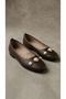 Women's Brown Leather Ballerinas with Pearl Detail 1cm Byndvb03 - 7