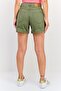 Women Plain Denim Shorts, Olive - 3