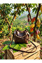 Women's Brown Scarf and Chain Accessory Soft Leather 3 Compartment Handbag and Shoulder Bag