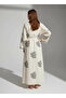 Coral Cotton Printed Dress / Coral Pattern - 4
