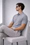 Gray Men's Buttoned Polo Collar Knitwear T-Shirt - Md2042 - 4