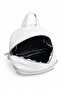 Women's White 3-Compartment V Quilted Front Design Large Volume Shiny Fabric Backpack - 3