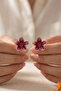 Women's Colorful Enamel Flower Earrings - 3