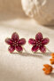 Women's Colorful Enamel Flower Earrings - 4