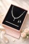 Grace Women's Leaf Model Zircon Stone Bridal Jewelry Set Necklace Earrings Bracelet Gift Set Wedding Jewelry Set - 6