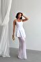 Women's White Neck Strap Ruffled Maxi Tulle Dress Yel221646