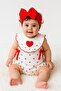 Baby Girl Romper with Bandana with Red Heart 100% Cotton