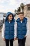Unisex Snap Fastener Hooded Printed Inflatable Vest - 7