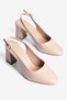 Women's High Heeled Shoes Round Toe Open Back Buckle Cavelle Beige