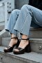 June Brown Wrinkled Patent Leather (9 cm Heel) Platform Heeled Casual Shoes