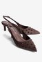 Women's Suede Stiletto Pointed Toe Stone Detailed Open Back Heeled Shoes Alba Brown - 2