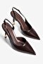 Women's Stiletto Pointed Toe Open Back Heeled Shoes Camellia Brown