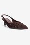 Women's Suede Stiletto Pointed Toe Stone Detailed Open Back Heeled Shoes Alba Brown - 5